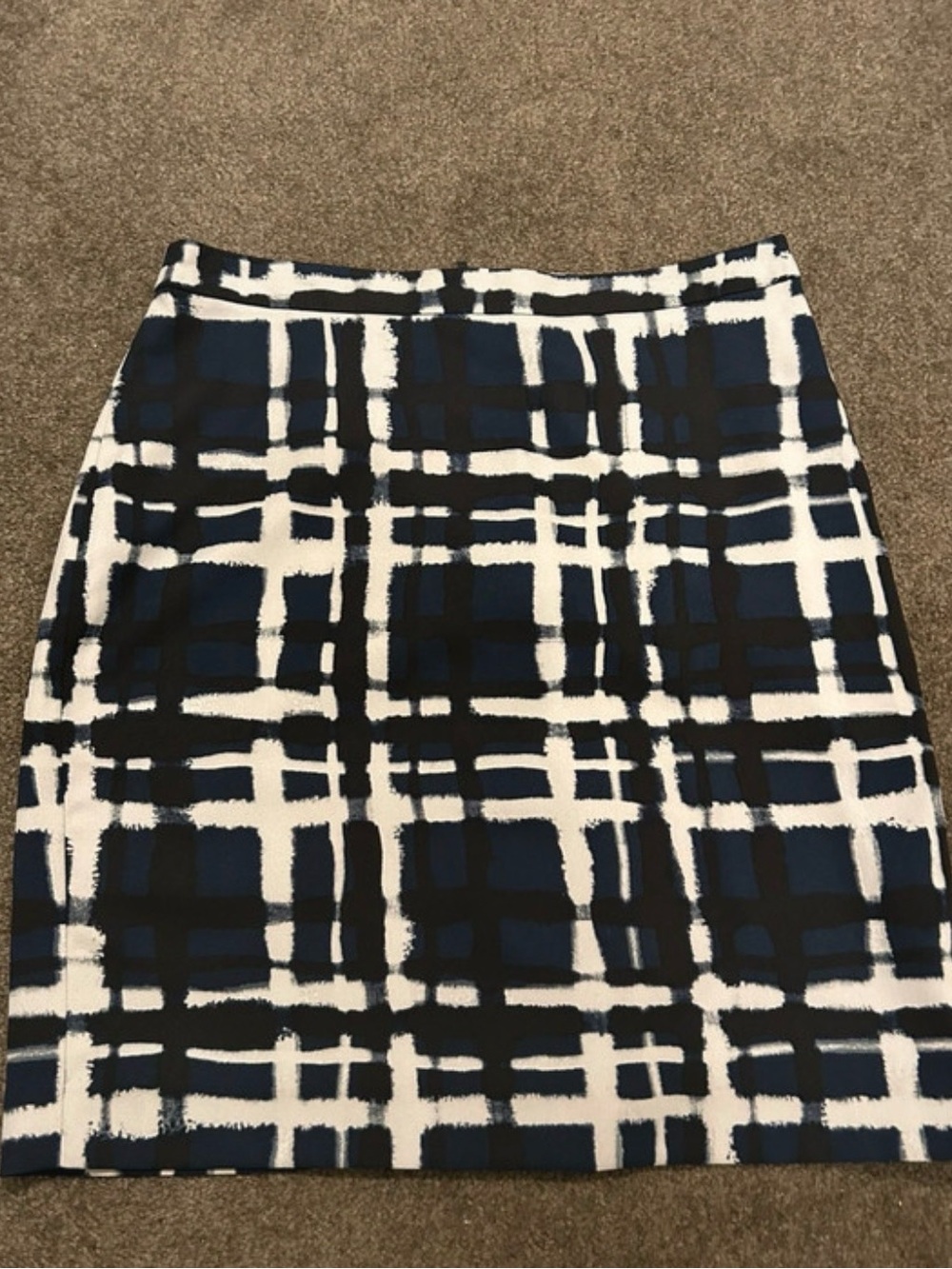 Banana Republic Factory Navy, Black & White Plaid Pencil Skirt
